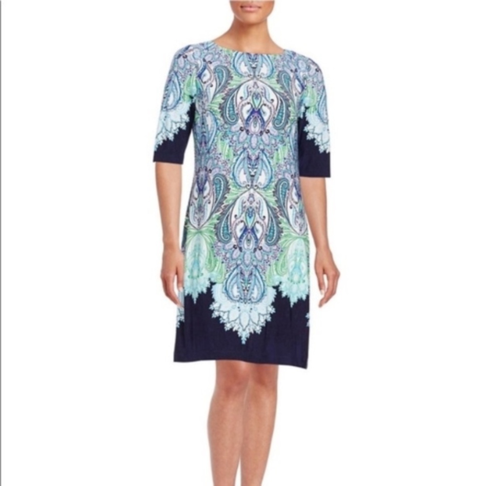 Eliza J Scroll Print Shift Dress Size 4